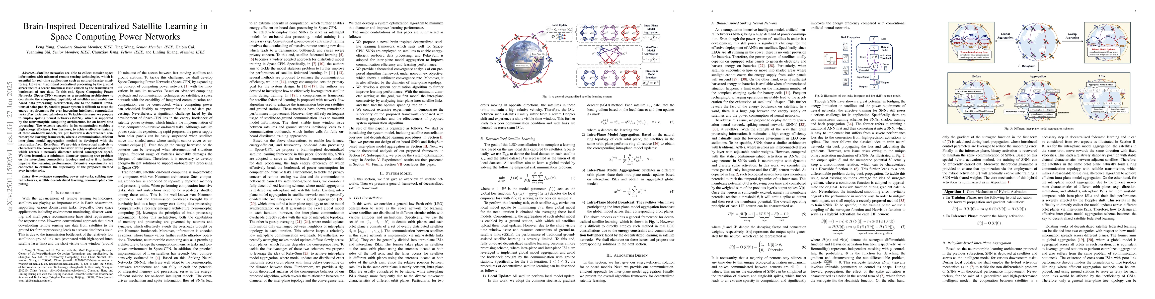 Thumbnail for Brain-Inspired Decentralized Satellite Learning in Space Computing Power
  Networks