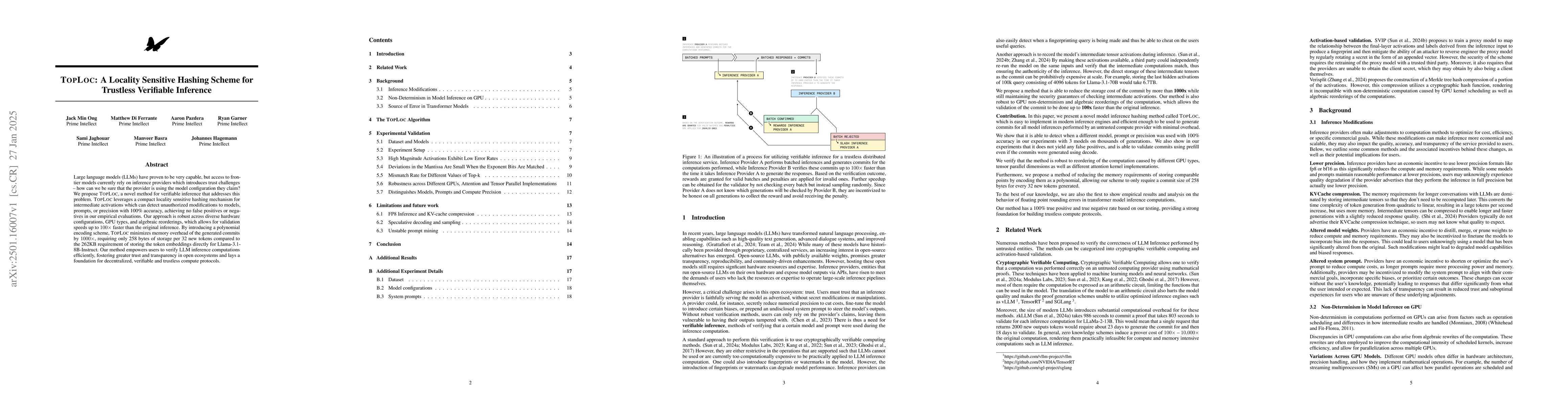 Thumbnail for TOPLOC: A Locality Sensitive Hashing Scheme for Trustless Verifiable
  Inference