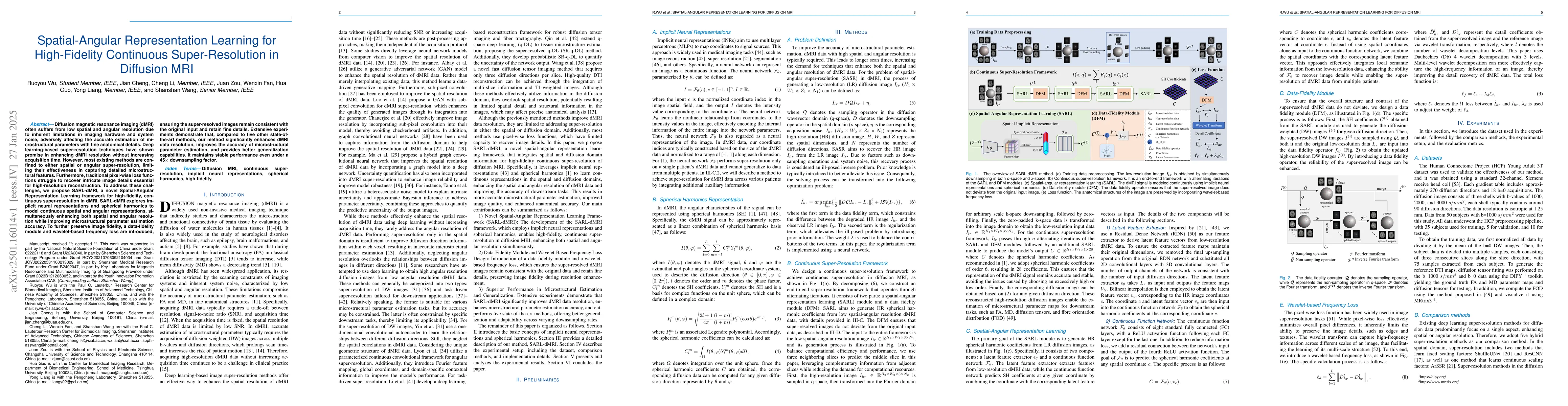 Thumbnail for Spatial-Angular Representation Learning for High-Fidelity Continuous
  Super-Resolution in Diffusion MRI