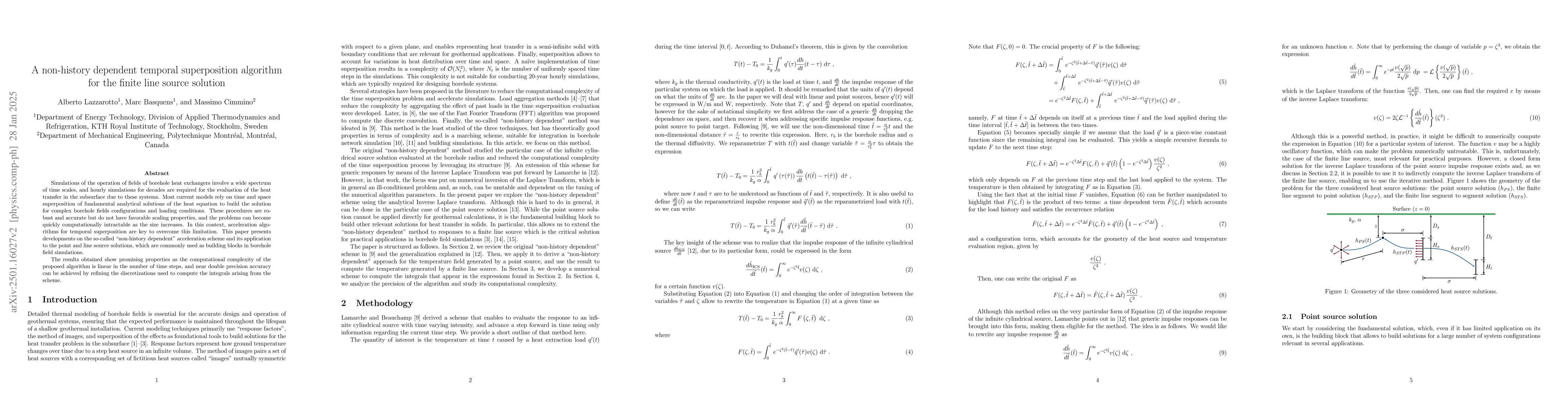 Thumbnail for A non-history dependent temporal superposition algorithm for the finite
  line source solution