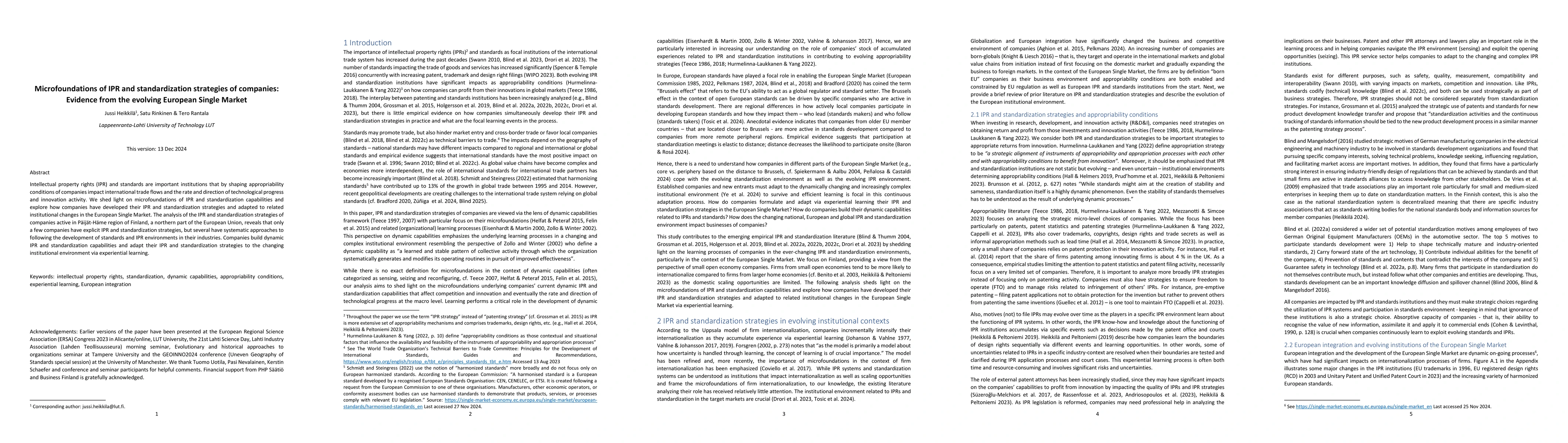 Thumbnail for Microfoundations of IPR and standardization strategies of companies:
  Evidence from the evolving European Single Market