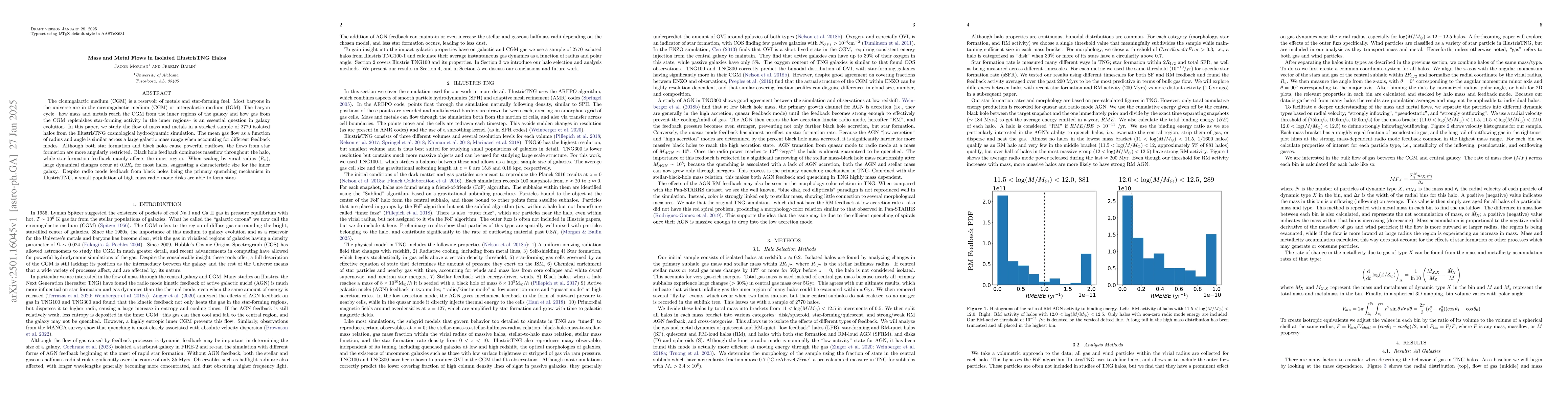 Thumbnail for Mass and Metal Flows in Isolated IllustrisTNG Halos