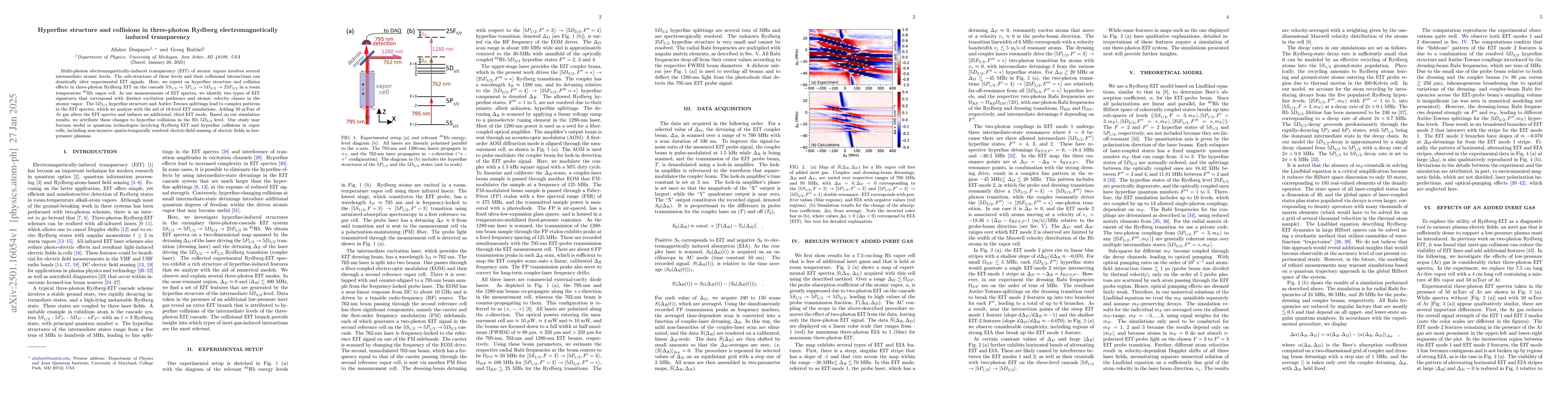 Thumbnail for Hyperfine structure and collisions in three-photon Rydberg
  electromagnetically induced transparency