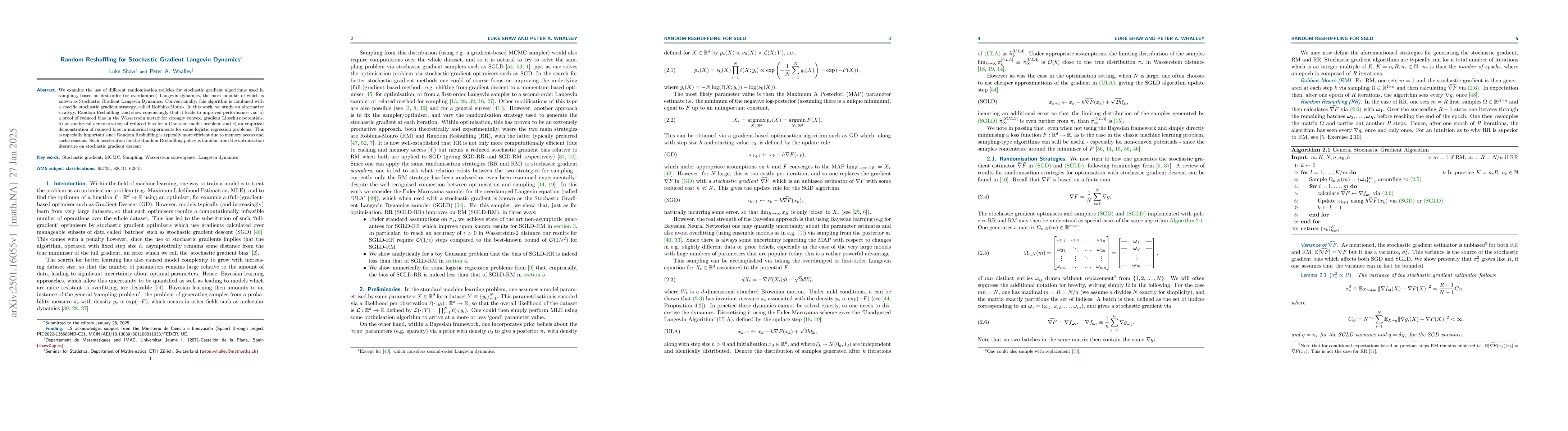 Thumbnail for Random Reshuffling for Stochastic Gradient Langevin Dynamics