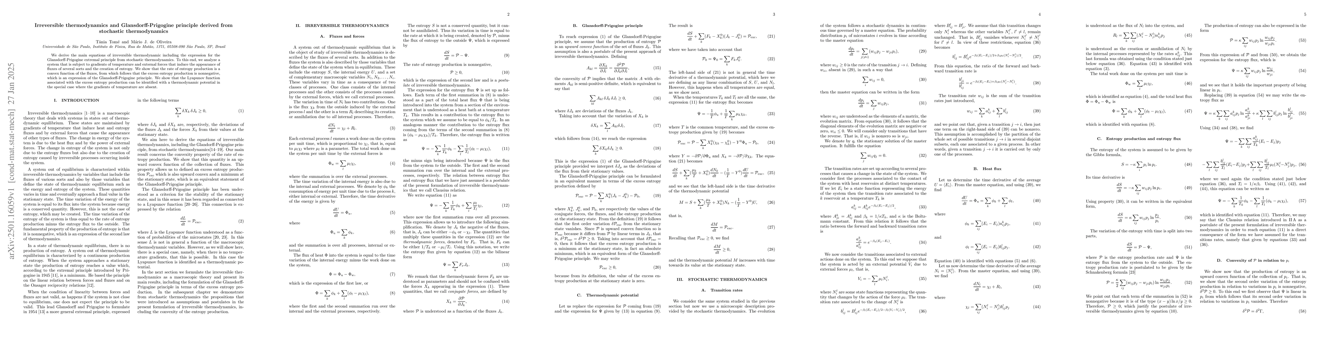 Thumbnail for Irreversible thermodynamics and Glansdorff-Prigogine principle derived
  from stochastic thermodynamics