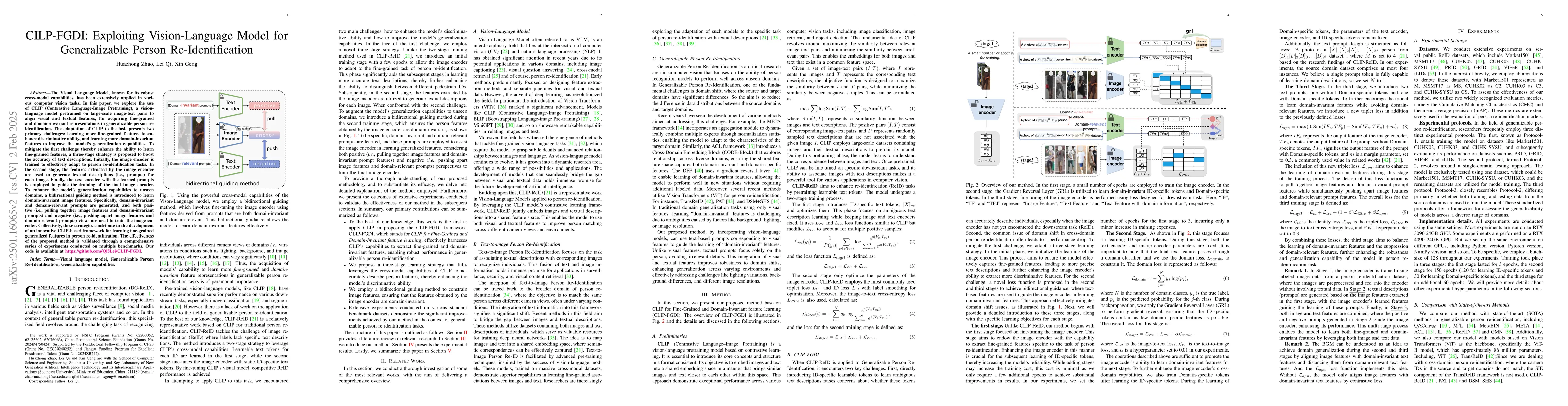 Thumbnail for CILP-FGDI: Exploiting Vision-Language Model for Generalizable Person
  Re-Identification
