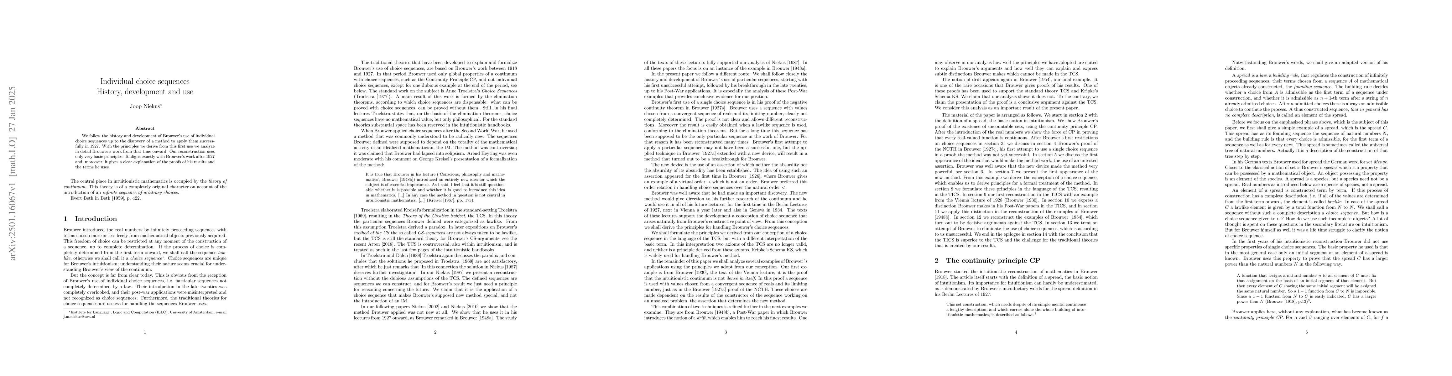 Thumbnail for Individual choice sequences -- History, development and use