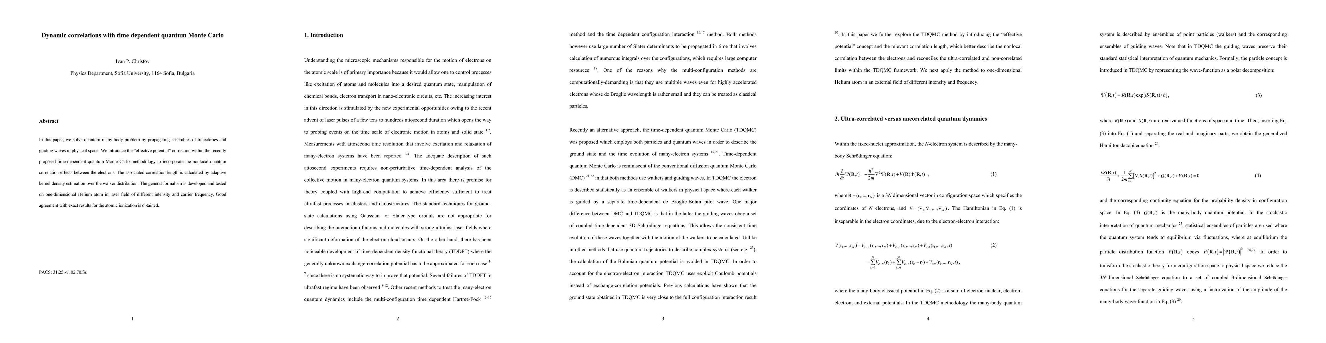 Thumbnail for Dynamic correlations with time dependent quantum Monte Carlo