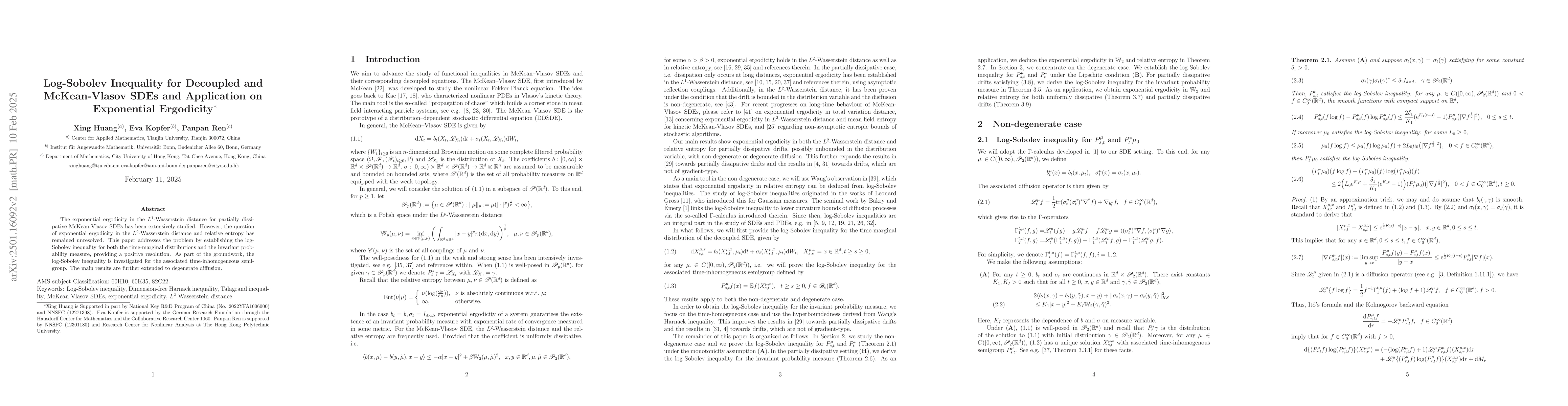 Thumbnail for Log-Sobolev Inequality for Decoupled and McKean-Vlasov SDEs and
  Application on Exponential Ergodicity
