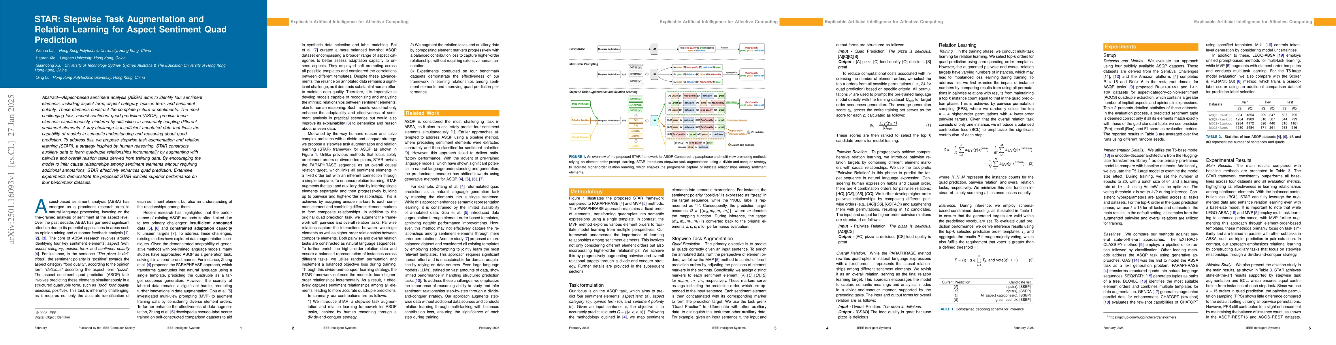 Thumbnail for STAR: Stepwise Task Augmentation and Relation Learning for Aspect
  Sentiment Quad Prediction