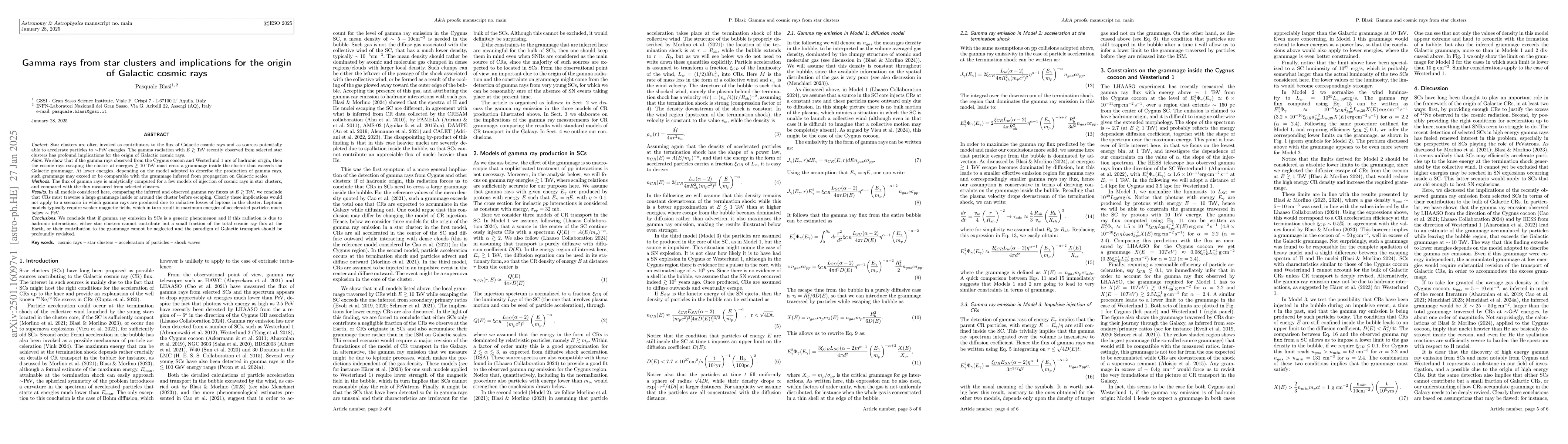 Thumbnail for Gamma rays from star clusters and implications for the origin of
  Galactic cosmic rays