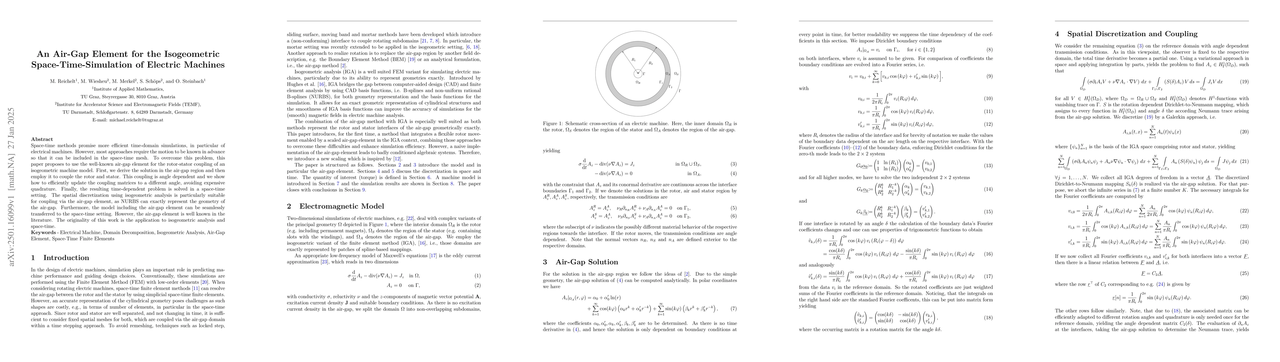 Thumbnail for An Air-Gap Element for the Isogeometric Space-Time-Simulation of
  Electric Machines
