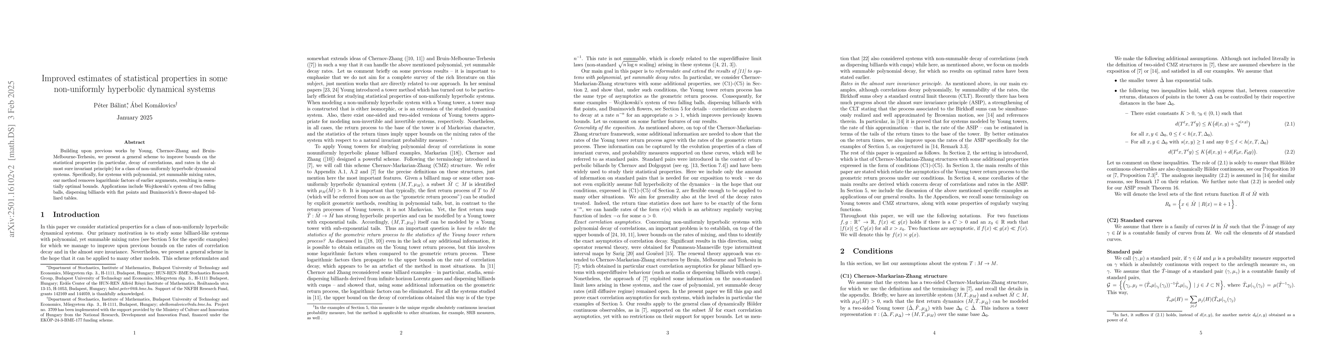 Thumbnail for Improved estimates of statistical properties in some non-uniformly
  hyperbolic dynamical systems