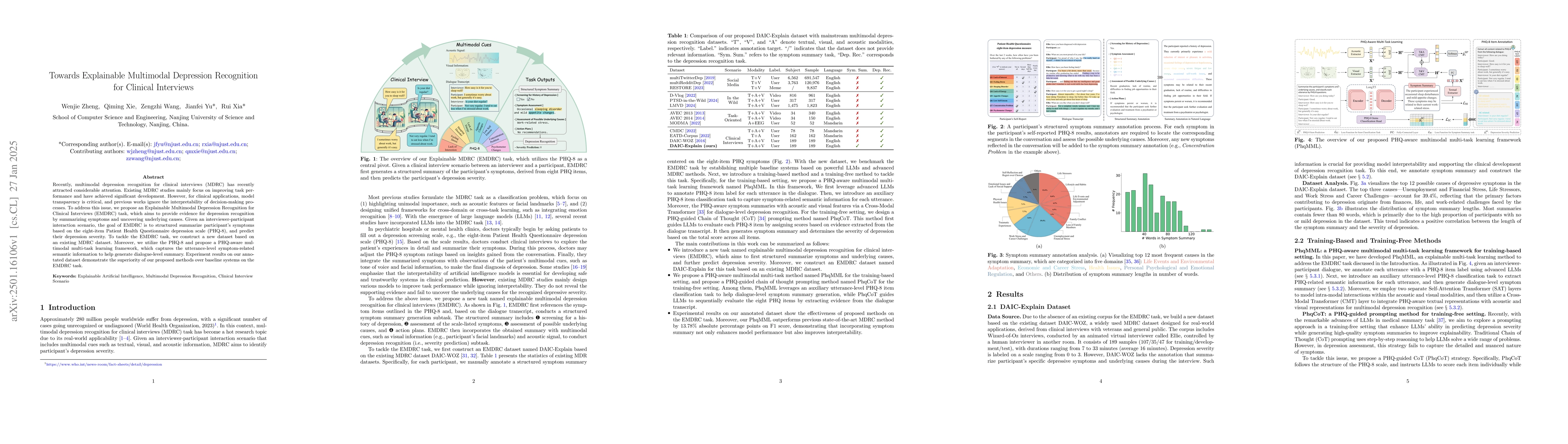 Thumbnail for Towards Explainable Multimodal Depression Recognition for Clinical
  Interviews