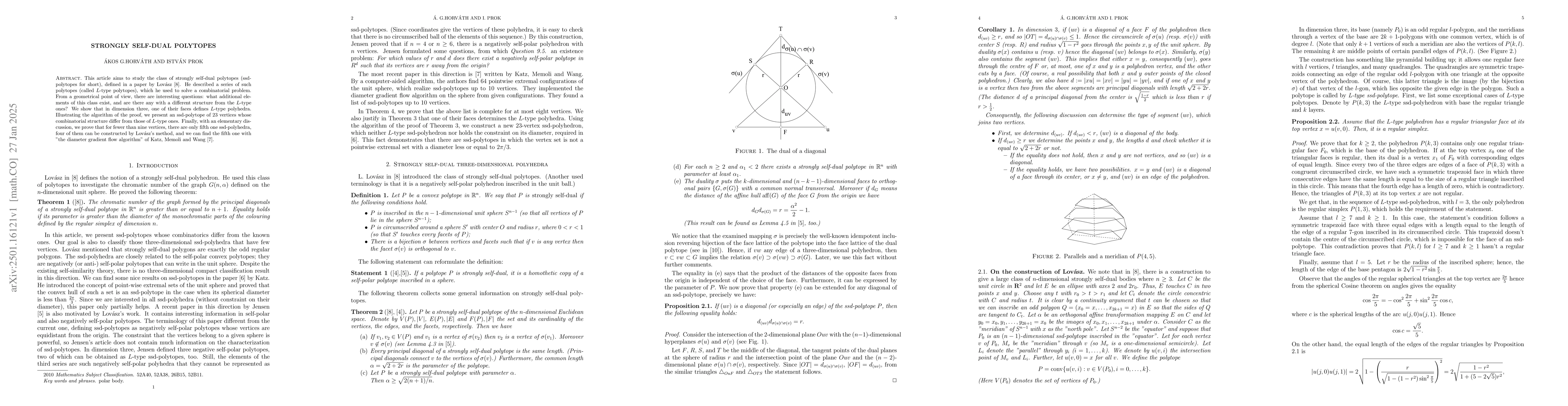 Thumbnail for Strongly self-dual polytopes