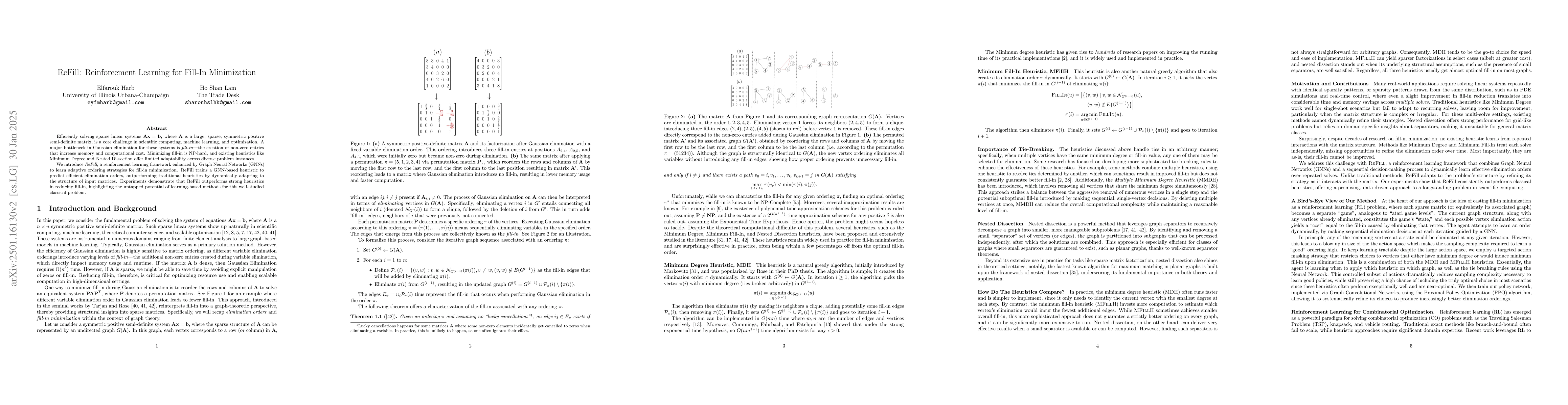 Thumbnail for ReFill: Reinforcement Learning for Fill-In Minimization