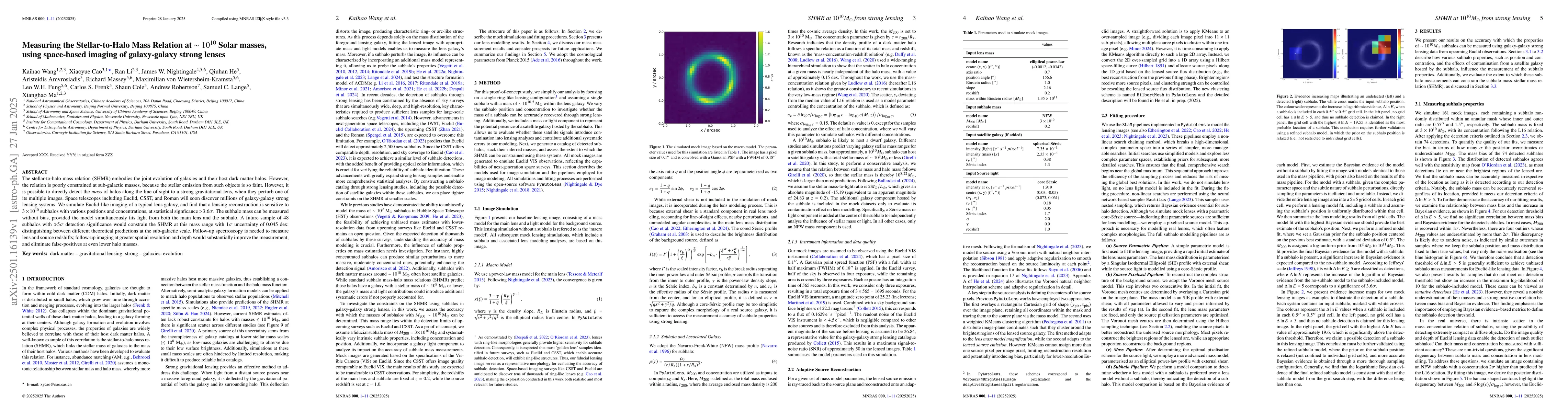 Thumbnail for Measuring the Stellar-to-Halo Mass Relation at $\sim10^{10}$ Solar
  masses, using space-based imaging of galaxy-galaxy strong lenses