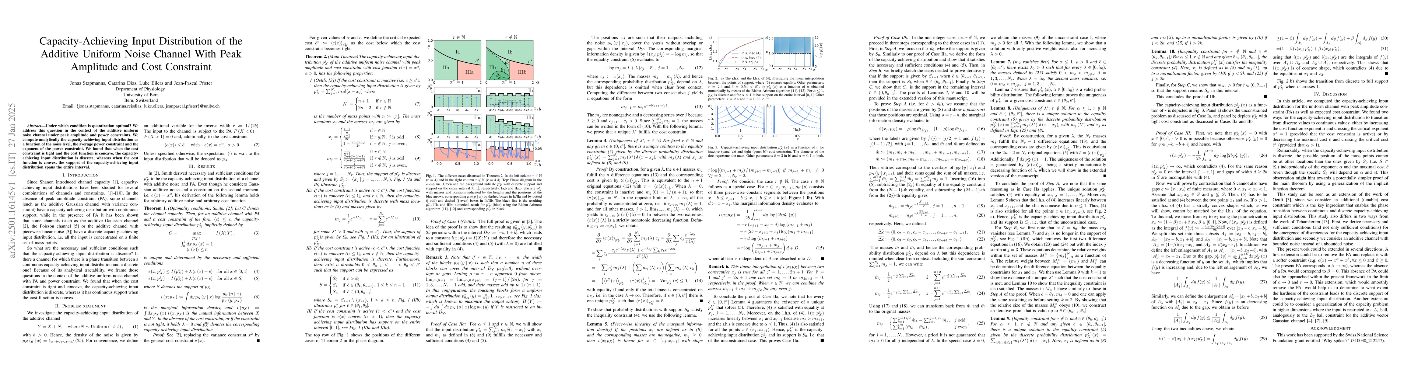Thumbnail for Capacity-Achieving Input Distribution of the Additive Uniform Noise
  Channel With Peak Amplitude and Cost Constraint