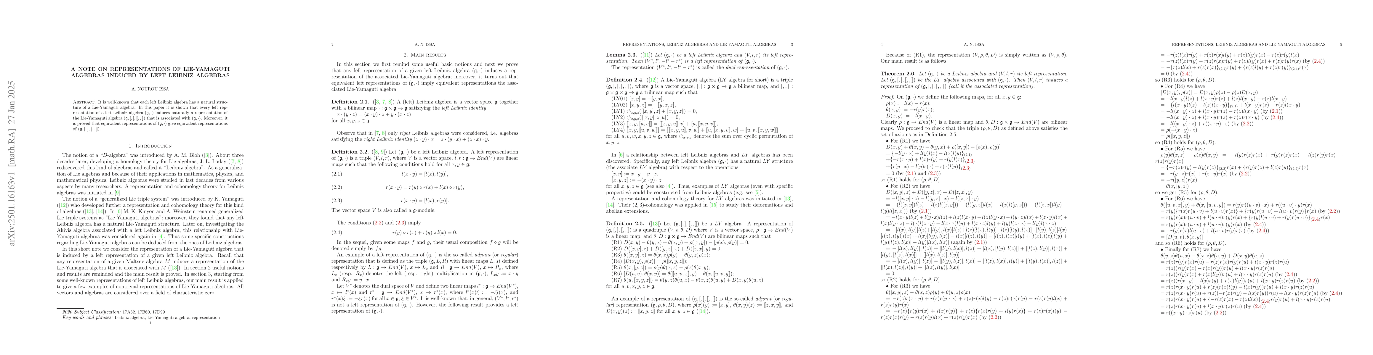 Thumbnail for A note on representations of Lie-Yamaguti algebras induced by left
  Leibniz algebras