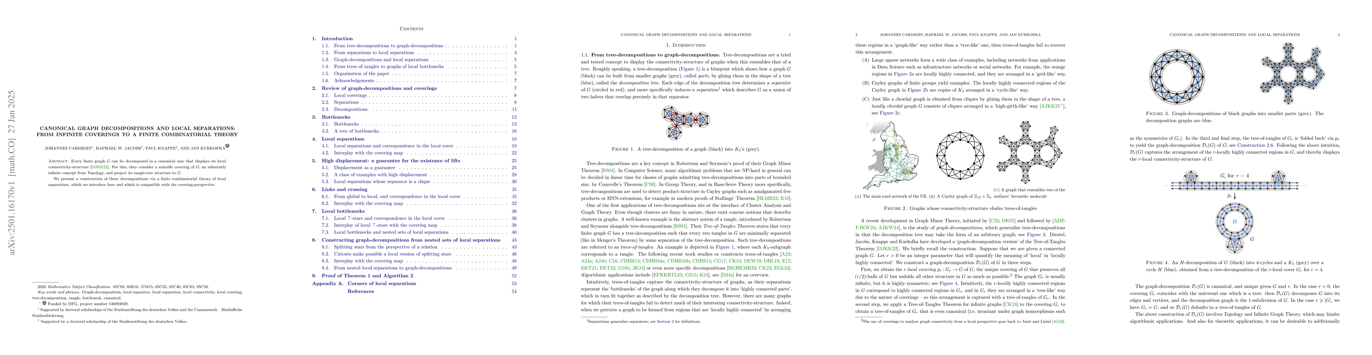 Thumbnail for Canonical graph decompositions and local separations: From infinite
  coverings to a finite combinatorial theory