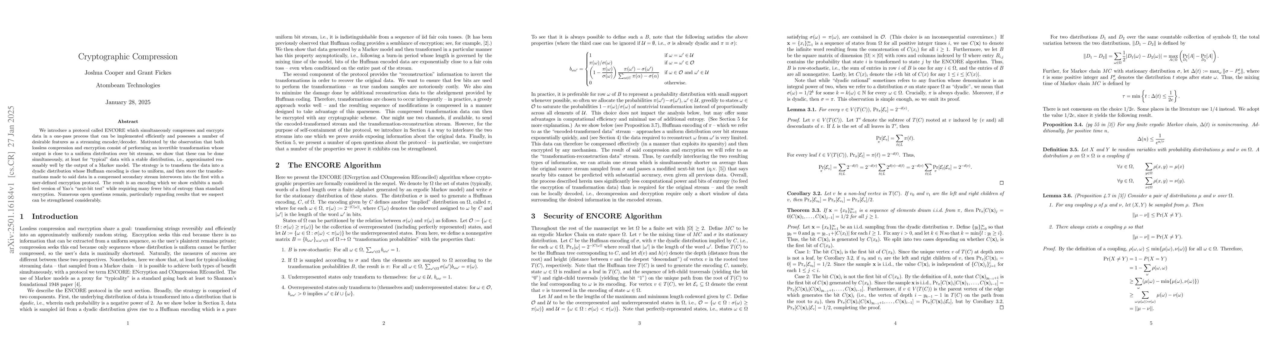 Thumbnail for Cryptographic Compression