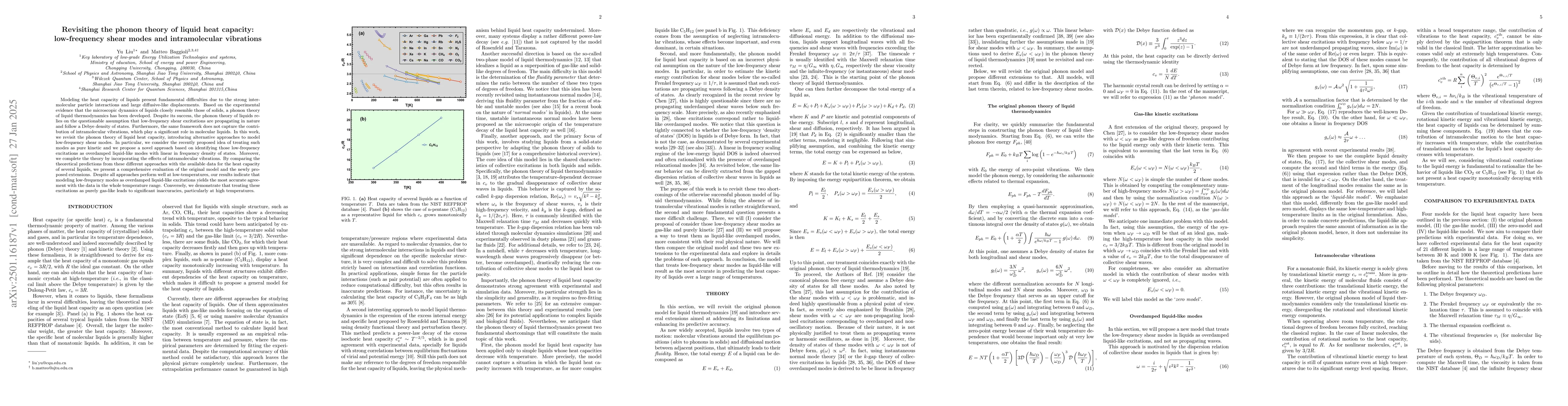 Thumbnail for Revisiting the phonon theory of liquid heat capacity: low-frequency
  shear modes and intramolecular vibrations