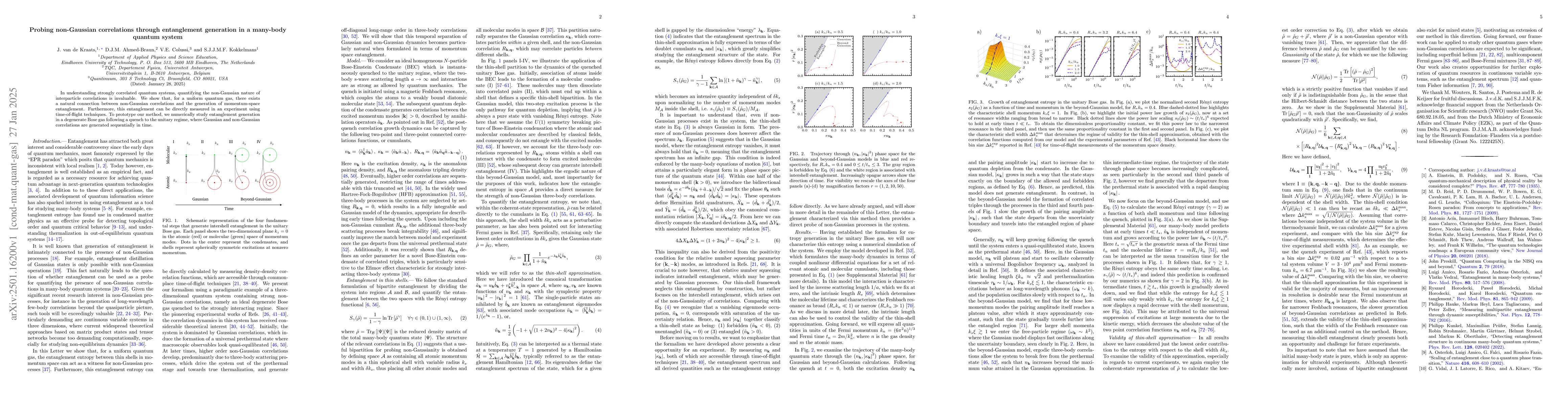 Thumbnail for Probing non-Gaussian correlations through entanglement generation in a
  many-body quantum system