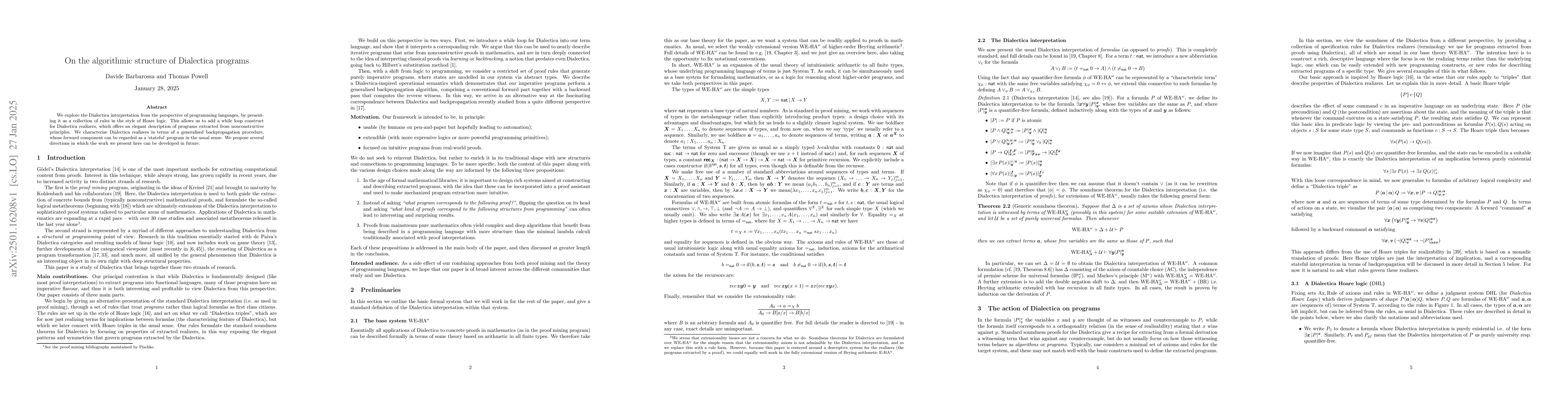 Thumbnail for On the algorithmic structure of Dialectica programs