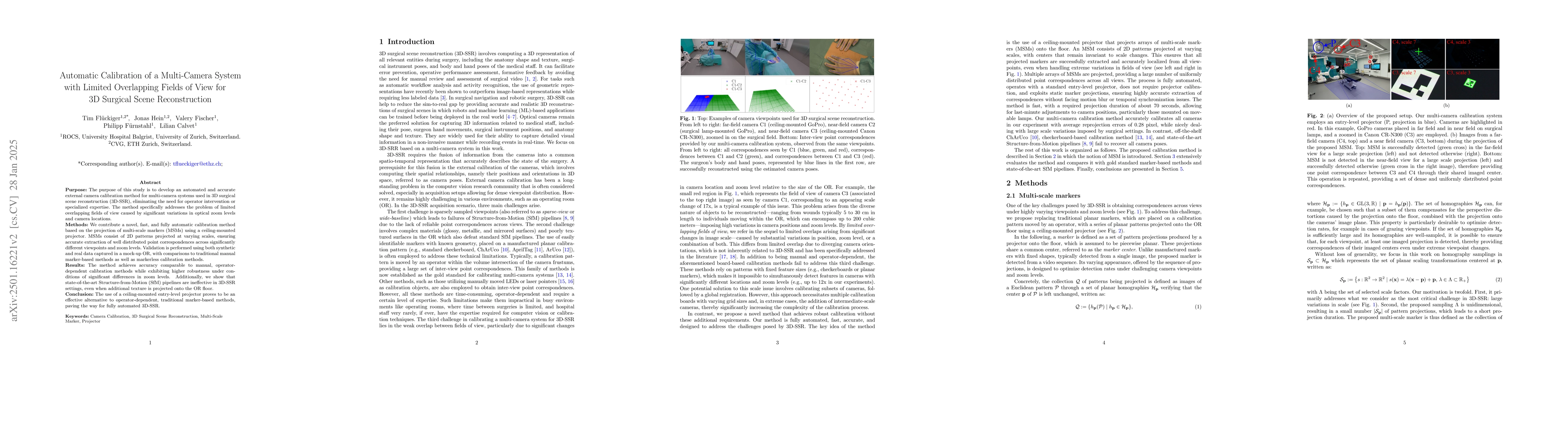 Thumbnail for Automatic Calibration of a Multi-Camera System with Limited Overlapping
  Fields of View for 3D Surgical Scene Reconstruction