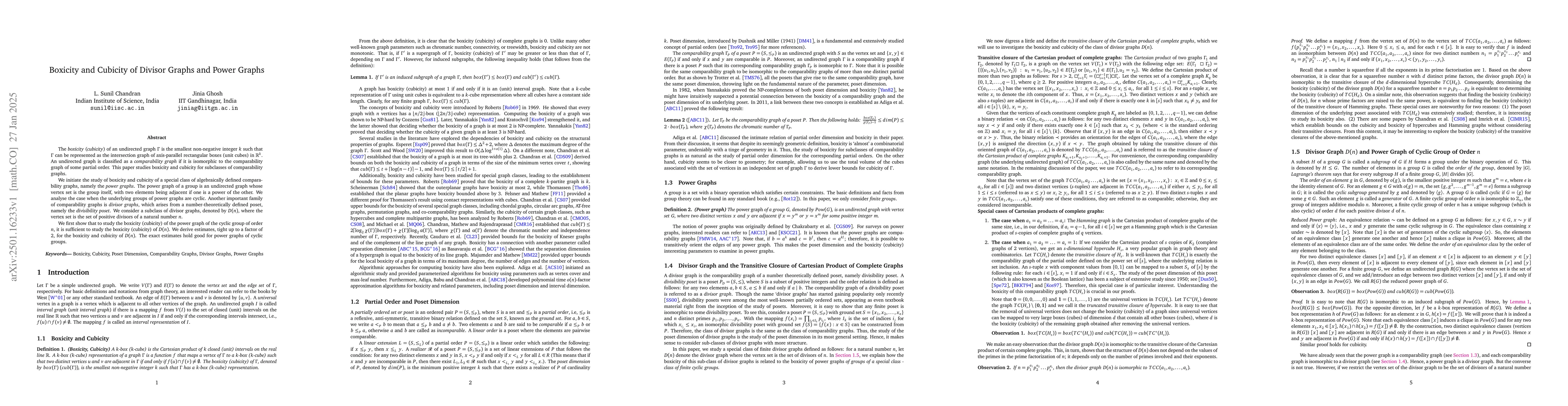 Thumbnail for Boxicity and Cubicity of Divisor Graphs and Power Graphs