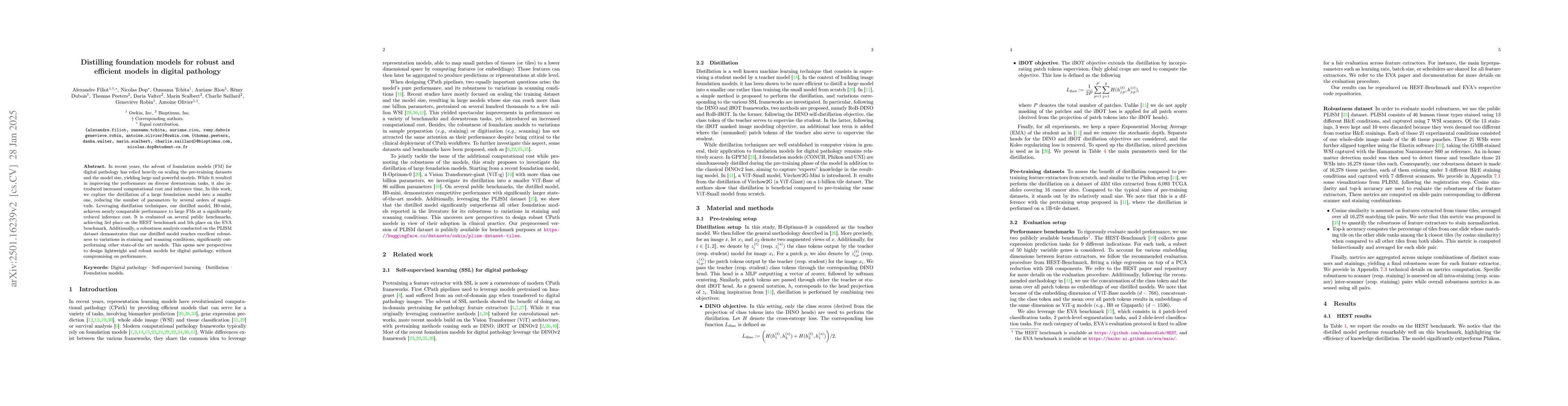 Thumbnail for Distilling foundation models for robust and efficient models in digital
  pathology