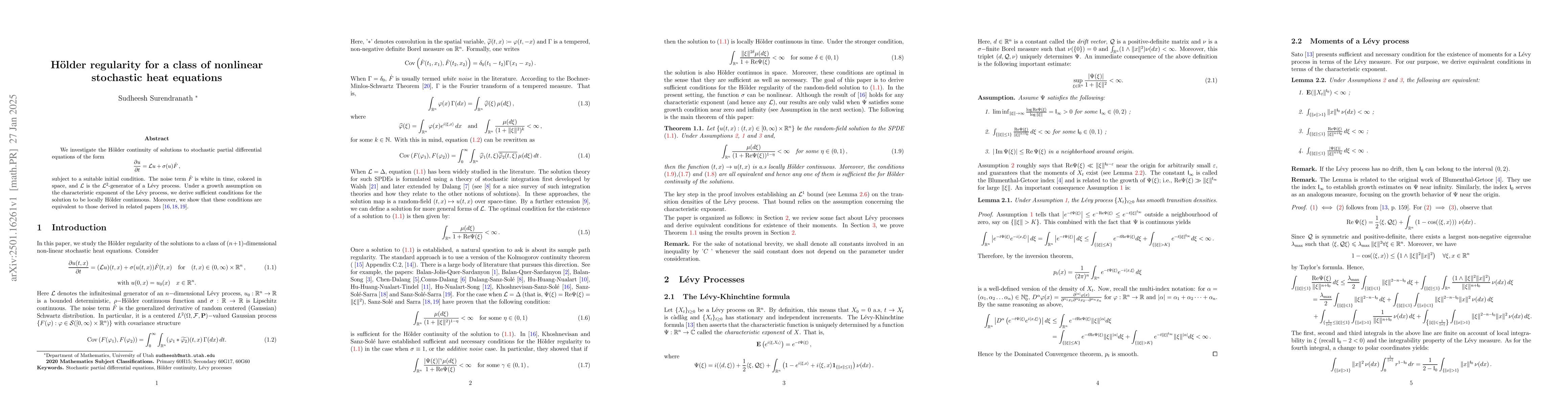 Thumbnail for Hölder regularity for a class of nonlinear stochastic heat equations