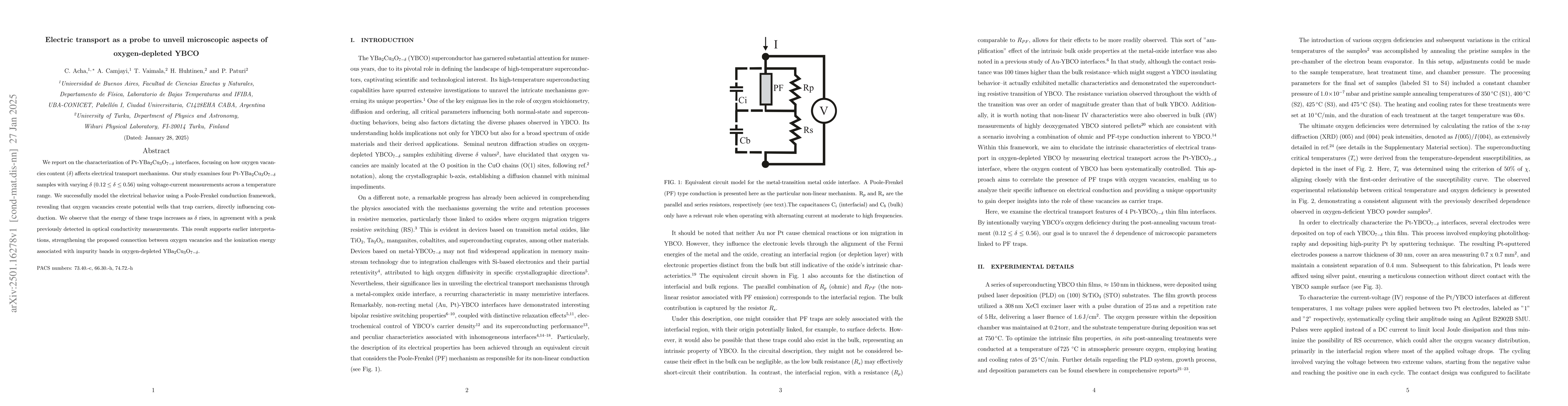 Thumbnail for Electric transport as a probe to unveil microscopic aspects of
  oxygen-depleted YBCO