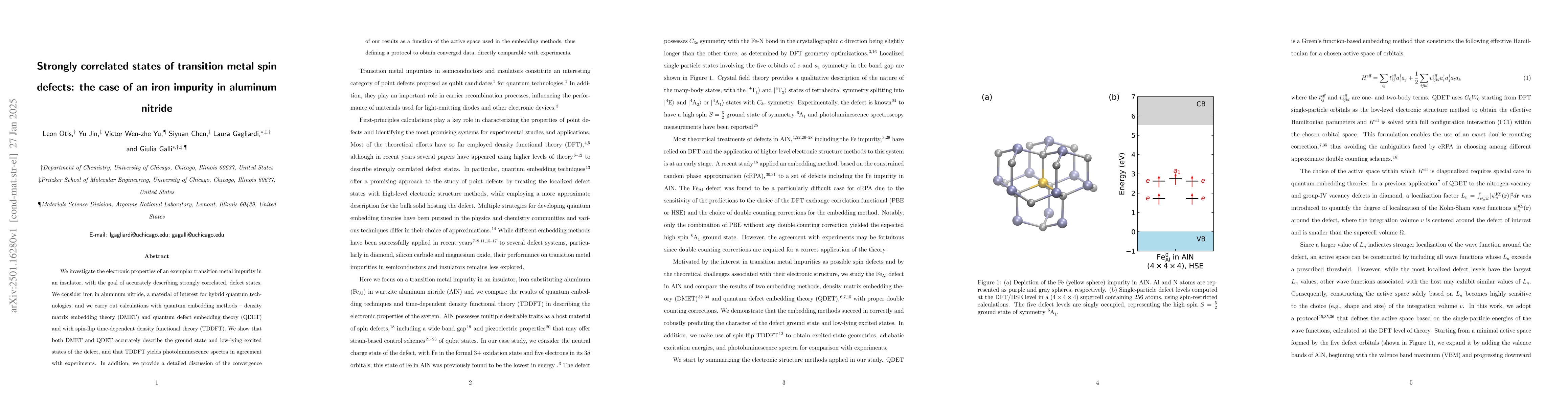 Thumbnail for Strongly correlated states of transition metal spin defects: the case of
  an iron impurity in aluminum nitride