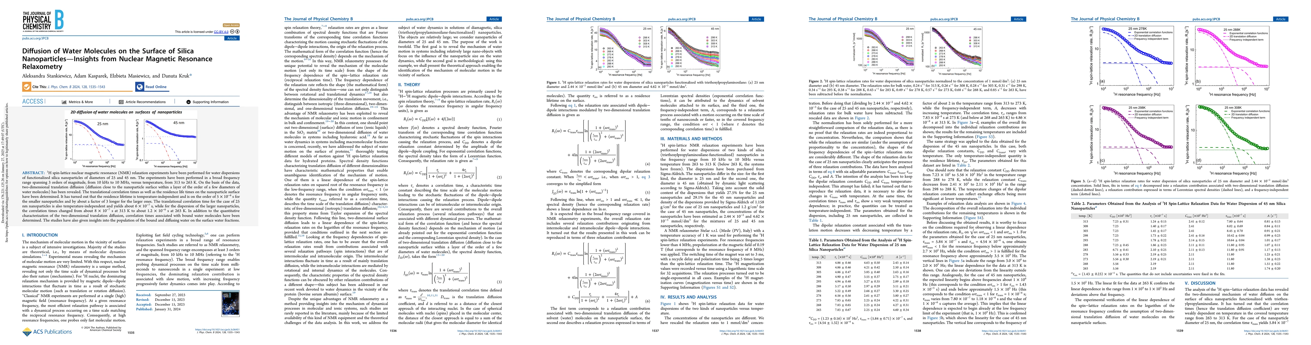 Thumbnail for Diffusion of Water Molecules on the Surface of Silica Nanoparticles --
  Insights from Nuclear Magnetic Resonance Relaxometry
