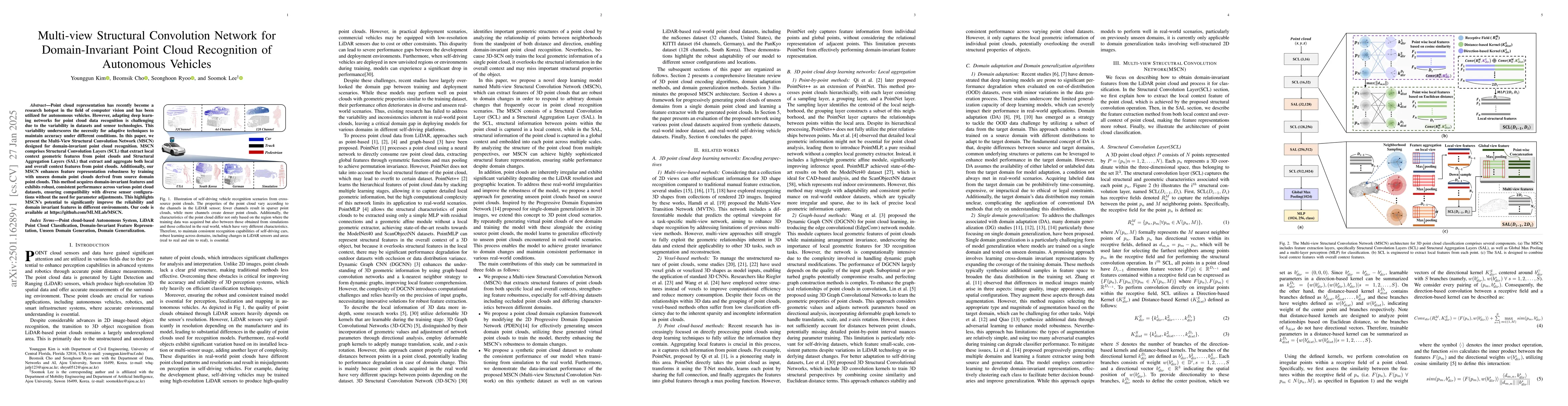 Thumbnail for Multi-view Structural Convolution Network for Domain-Invariant Point
  Cloud Recognition of Autonomous Vehicles