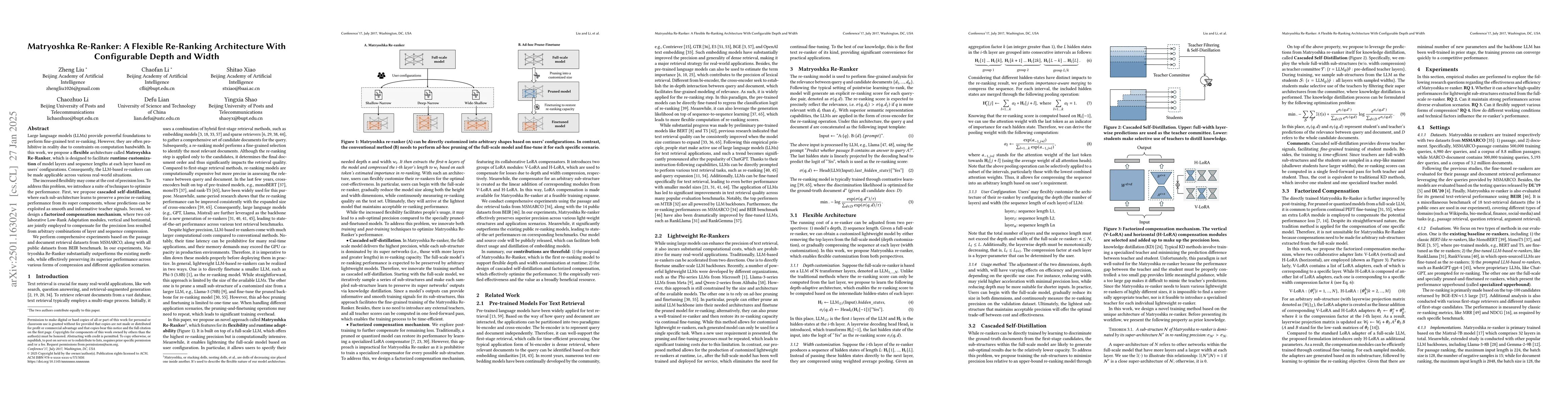 Thumbnail for Matryoshka Re-Ranker: A Flexible Re-Ranking Architecture With
  Configurable Depth and Width