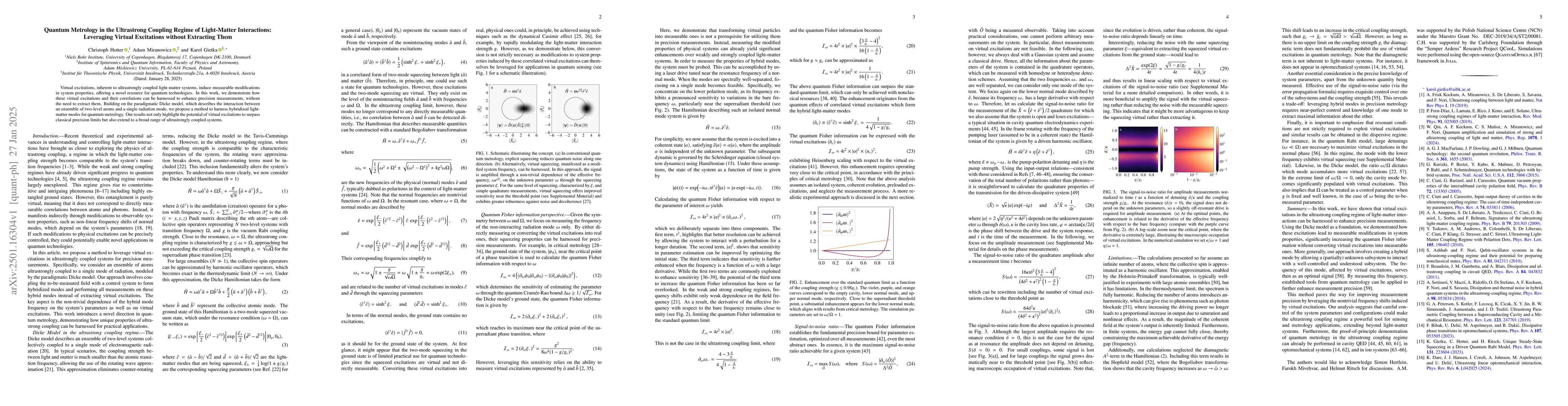 Thumbnail for Quantum Metrology in the Ultrastrong Coupling Regime of Light-Matter
  Interactions: Leveraging Virtual Excitations without Extracting Them