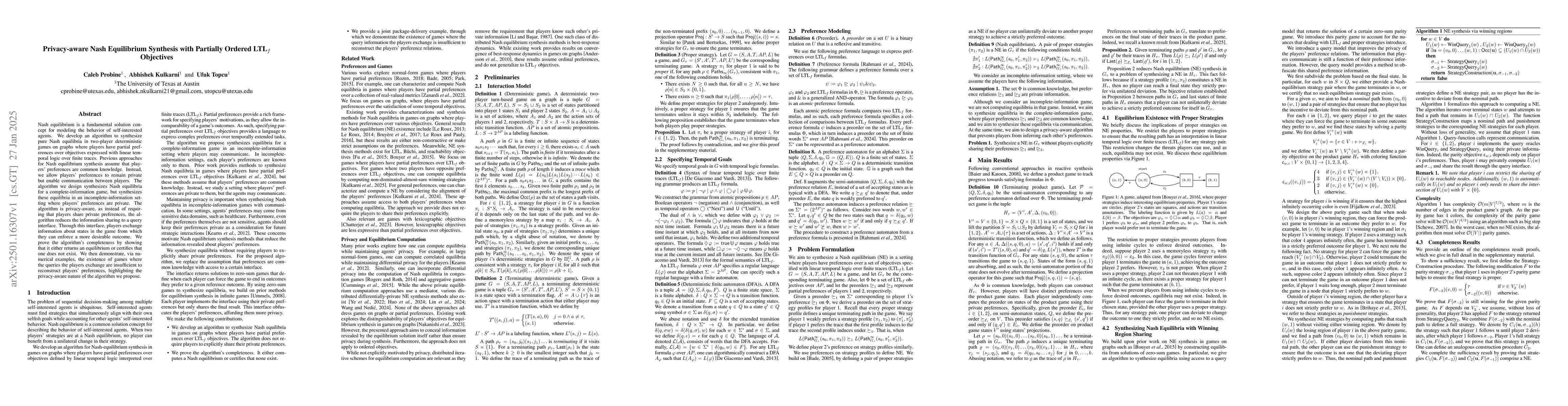 Thumbnail for Privacy-aware Nash Equilibrium Synthesis with Partially Ordered LTL$_f$
  Objectives