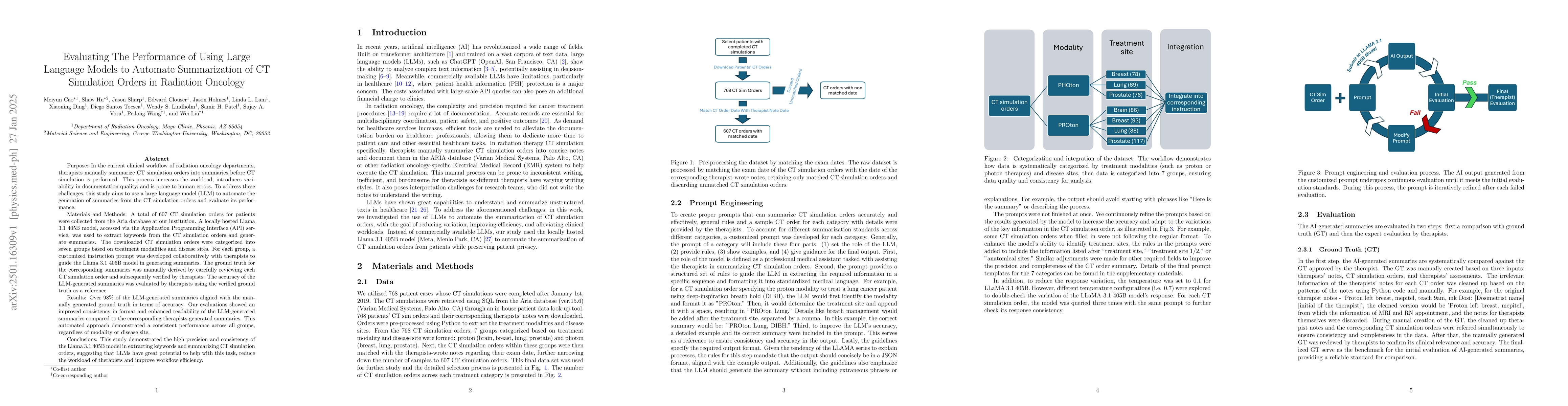 Thumbnail for Evaluating The Performance of Using Large Language Models to Automate
  Summarization of CT Simulation Orders in Radiation Oncology