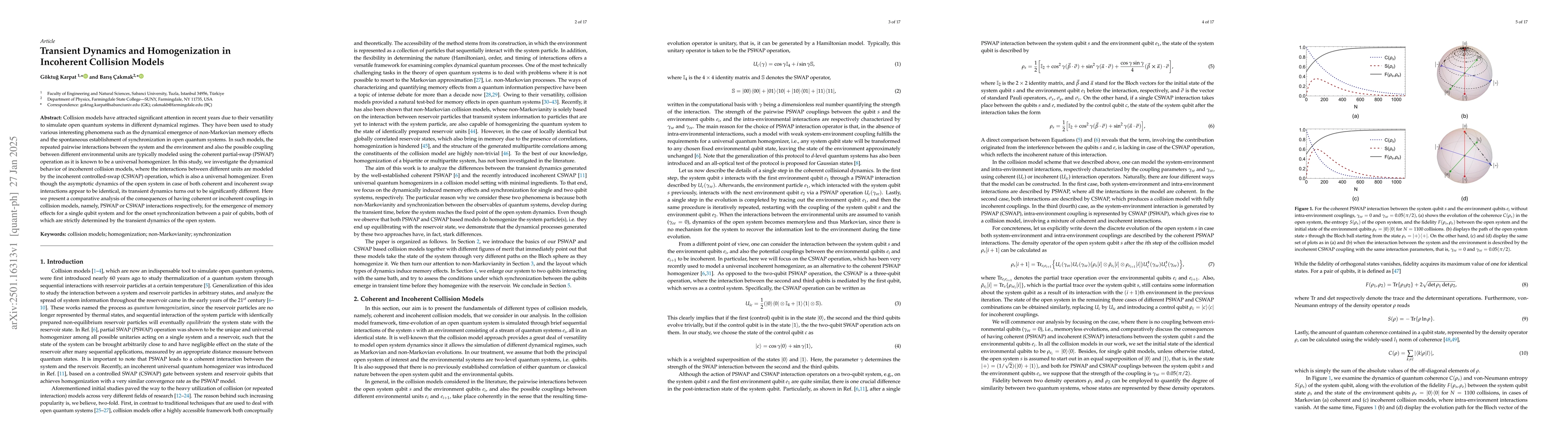 Thumbnail for Transient Dynamics and Homogenization in Incoherent Collision Models