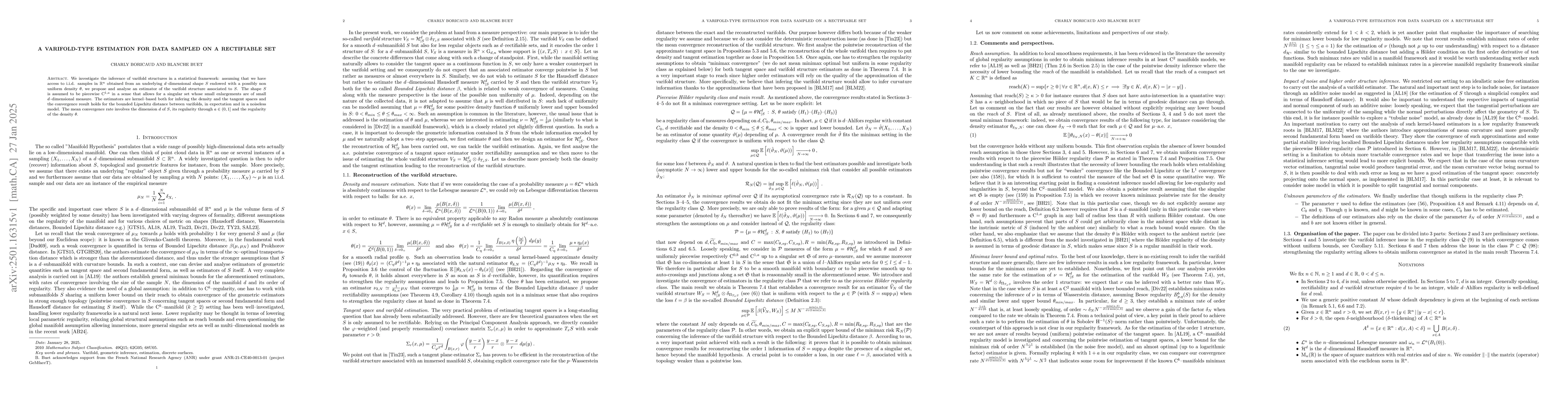 Thumbnail for A varifold-type estimation for data sampled on a rectifiable set
