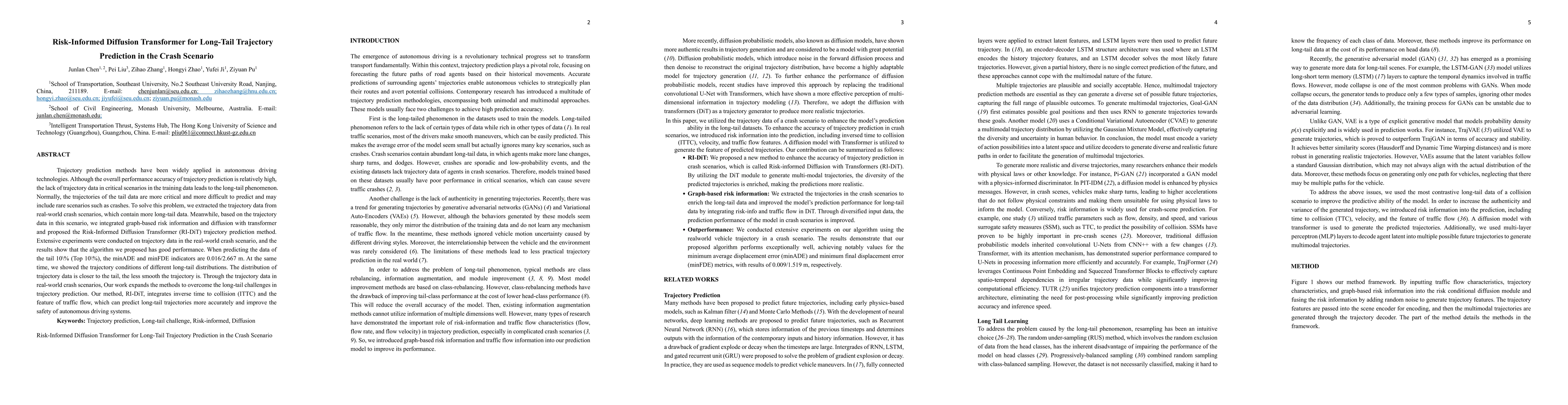 Thumbnail for Risk-Informed Diffusion Transformer for Long-Tail Trajectory Prediction
  in the Crash Scenario