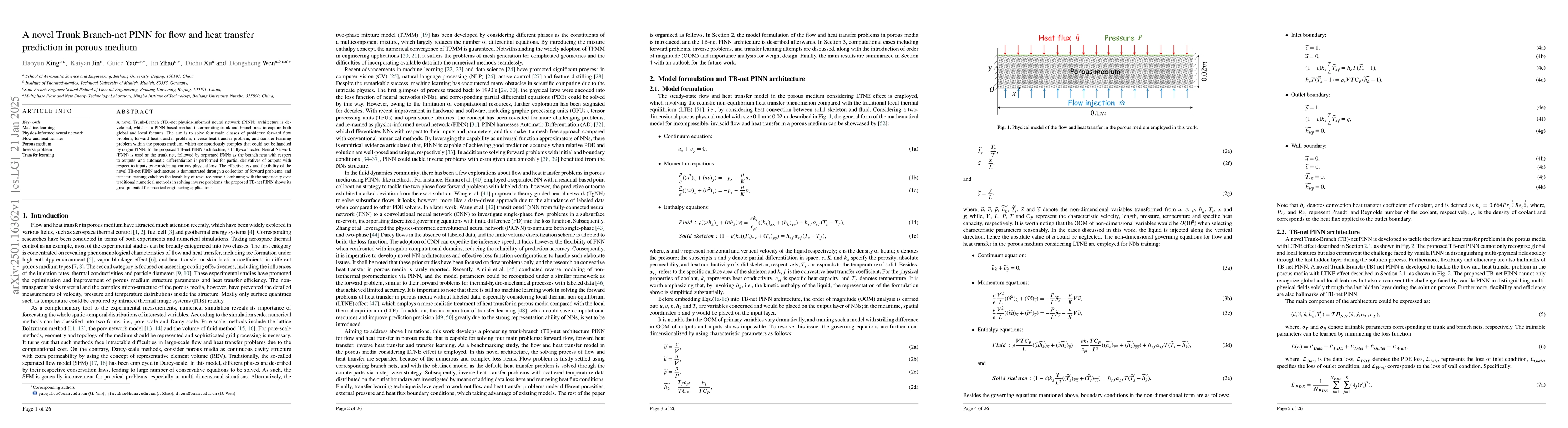 Thumbnail for A novel Trunk Branch-net PINN for flow and heat transfer prediction in
  porous medium