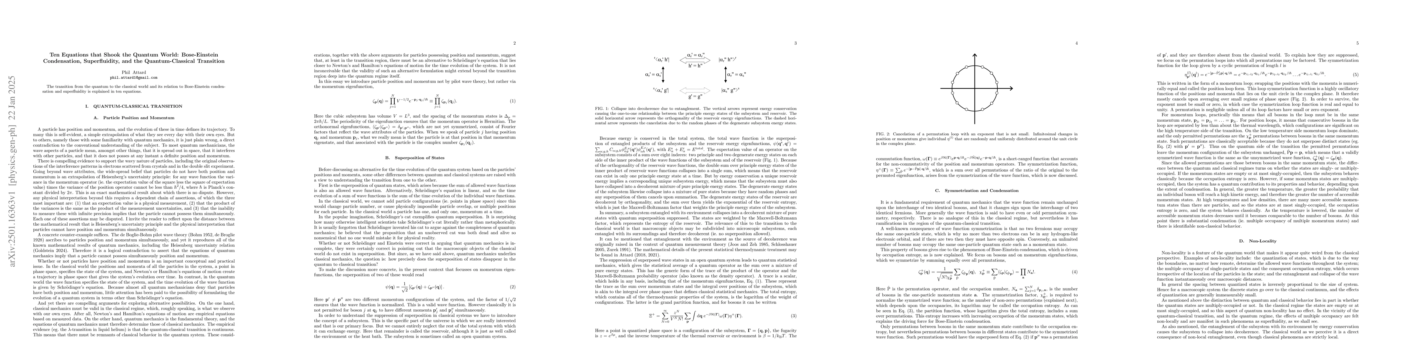Thumbnail for Ten Equations that Shook the Quantum World: Bose-Einstein Condensation,
  Superfluidity, and the Quantum-Classical Transition