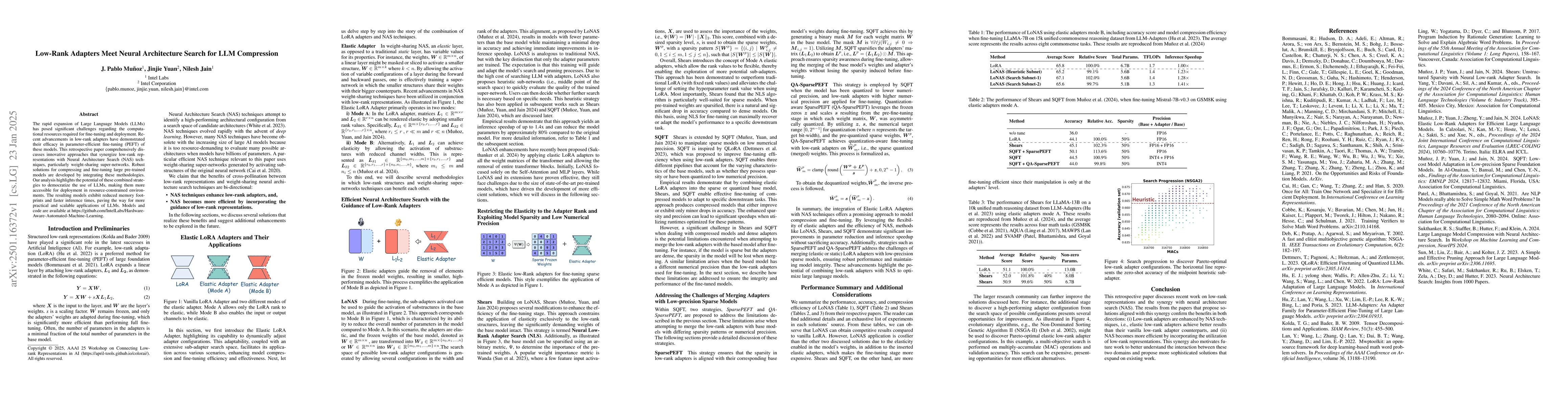 Thumbnail for Low-Rank Adapters Meet Neural Architecture Search for LLM Compression