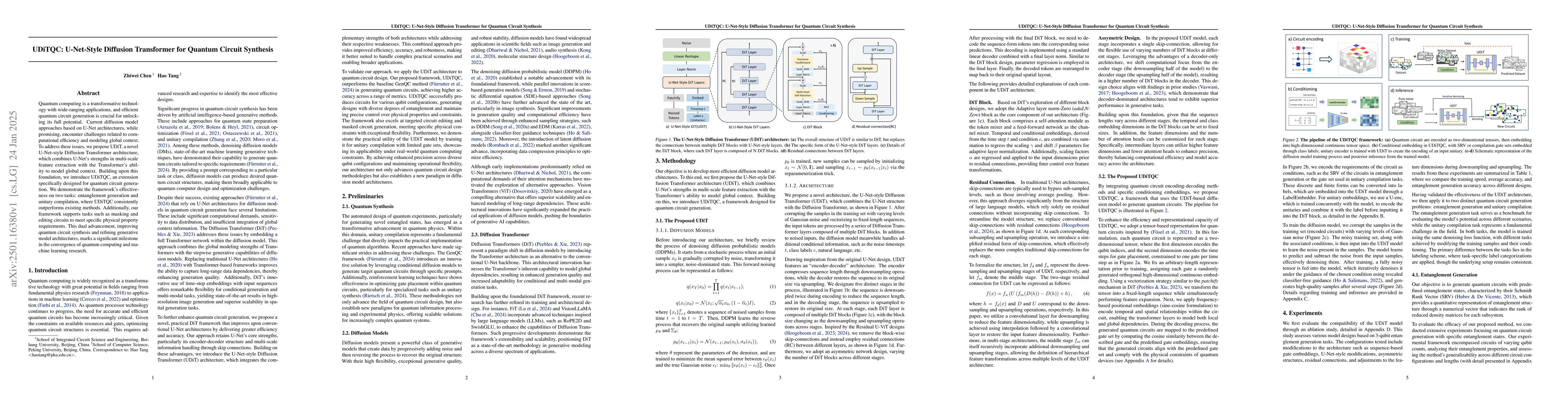 Thumbnail for UDiTQC: U-Net-Style Diffusion Transformer for Quantum Circuit Synthesis