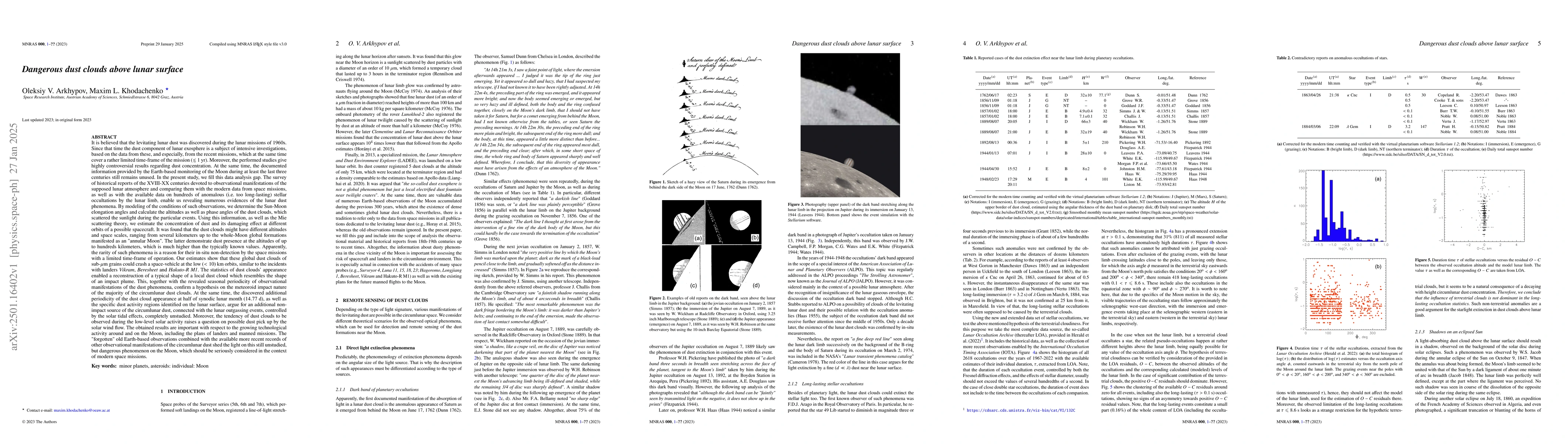 Thumbnail for Dangerous dust clouds above lunar surface