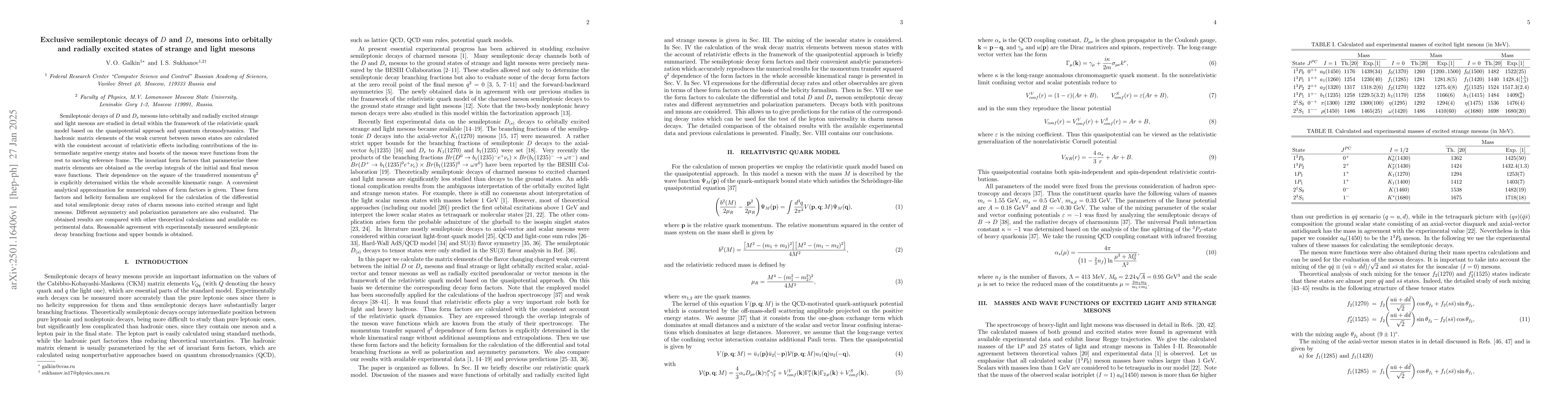 Thumbnail for Exclusive semileptonic decays of $D$ and $D_s$ mesons into orbitally and
  radially excited states of strange and light mesons