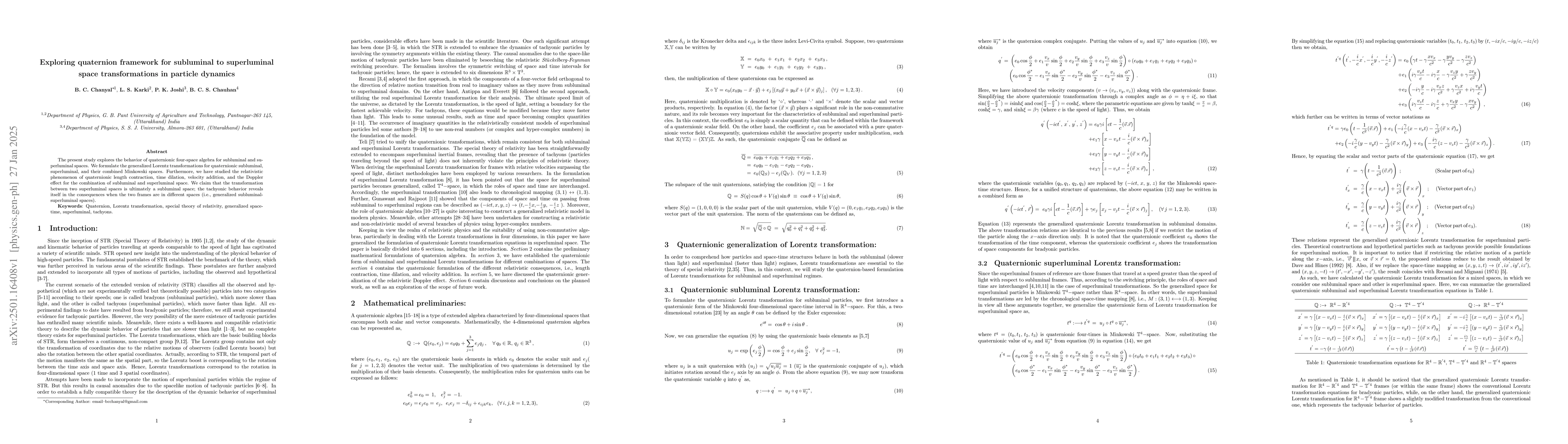 Thumbnail for Exploring quaternion framework for subluminal to superluminal space
  transformations in particle dynamics